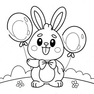 Cute Bunzo Bunny with Balloons Coloring Page | Bunzo Bunny coloring page
