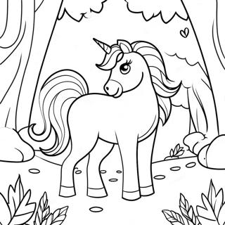 Majestic Unicorn in a Magical Forest Coloring Page | Unicorn for Adults coloring page