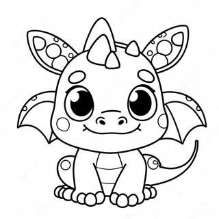 Adorable Kawaii Dragon with Sparkling Eyes Coloring Page | Mythical Creatures Kawaii Cute Dragon coloring page