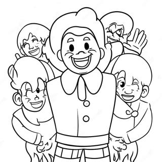Happy Ronald McDonald with Friends Coloring Page | Ronald McDonald coloring page