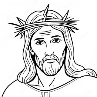 Jesus with Crown of Thorns Coloring Page | Jesus on the Cross coloring page