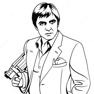 Scarface with Gun Coloring Page | Scarface coloring page