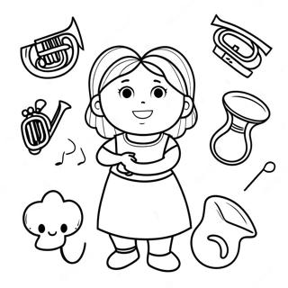 Annie with Musical Instruments Coloring Page | Little Einsteins Annie coloring page