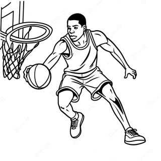 Black Man Playing Basketball Coloring Page | Black Man coloring page