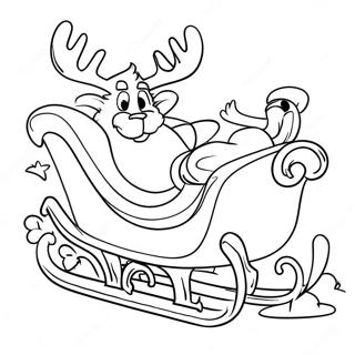 Magical Santa's Sleigh with Reindeer Coloring Page | Santa's Sleigh coloring page