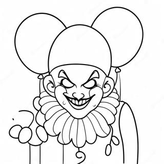 Creepy Clown with Balloons Coloring Page | Scary Clown coloring page