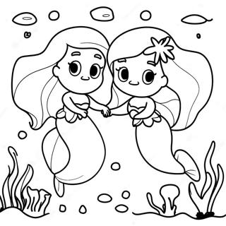 Ariel and Melody Underwater Adventure Coloring Page | Ariel and Melody coloring page