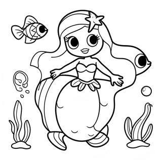 Ariel with Colorful Fish Coloring Page | Ariel and Melody coloring page