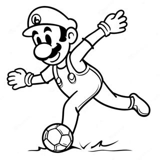 Luigi Kicking a Soccer Ball Coloring Page | Mario Soccer coloring page