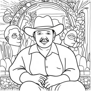 Vibrant Diego Rivera Mural Coloring Page | Diego Rivera coloring page