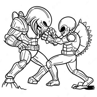 Alien vs Predator Battle Scene Coloring Page | Alien vs Predator coloring page