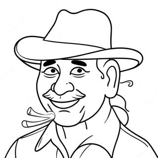 Funny Uncle with a Hat Coloring Page | Best Uncle coloring page