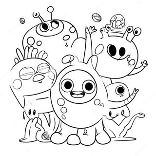Henry Hugglemonster with Friends Coloring Page | Henry Hugglemonster coloring page