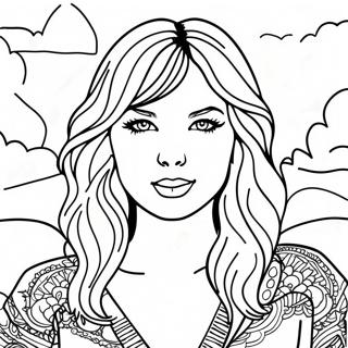 Taylor Swift Evermore Album Cover Coloring Page | Taylor Swift Evermore coloring page