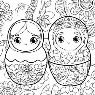 Traditional Russian Matryoshka Dolls Coloring Page | Russia coloring page