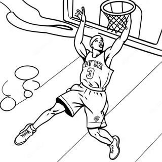 New York Knicks Player Dunking Coloring Page | New York Knicks coloring page
