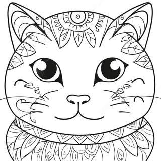Cute Cat Face Coloring Page | Cat Face coloring page