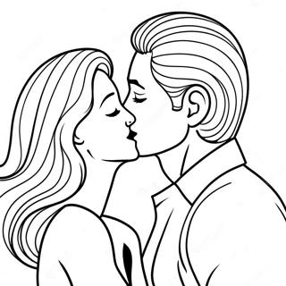 Kissing Couples Coloring Page | Kissing coloring page