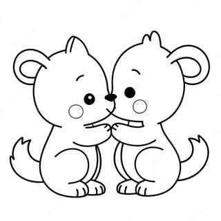 Cute Animals Kissing Coloring Page | Kissing coloring page