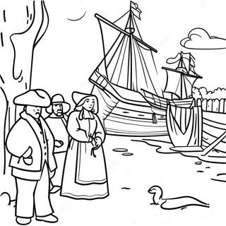 Jamestown Historical Scene Coloring Page | Jamestown coloring page