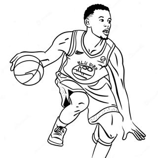 Steph Curry Dribbling Basketball Coloring Page | Steph Curry coloring page
