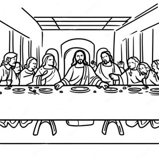 Last Supper with Colorful Disciples Coloring Page | Last Supper coloring page