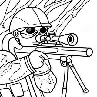 Stealthy Sniper in Camouflage Coloring Page | Sniper Army coloring page