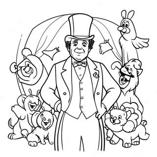 P.T. Barnum with Circus Animals Coloring Page | The Greatest Showman coloring page
