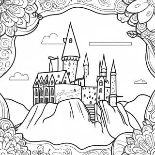 Hogwarts Castle Birthday Coloring Page | Harry Potter Birthday coloring page