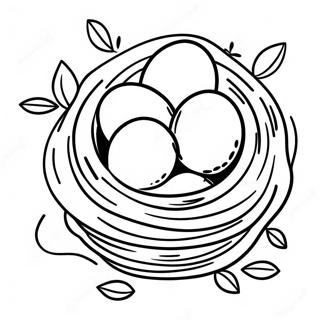 Bird Nest with Colorful Eggs Coloring Page | Bird Nest coloring page