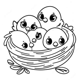 Cute Baby Birds in Nest Coloring Page | Bird Nest coloring page