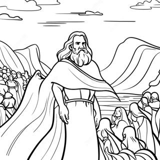 Page à colorier de Moïse séparant la mer Rouge | Page de coloriage Prince d'Égypte