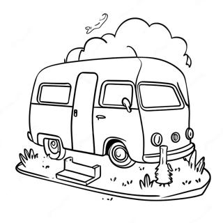 Barbie Camper Adventure Coloring Page | Barbie Camper coloring page