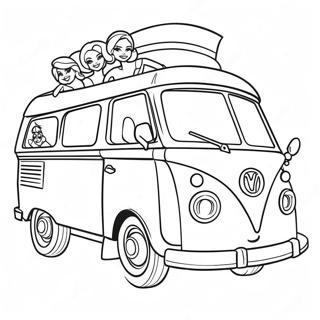 Barbie Camper with Friends Coloring Page | Barbie Camper coloring page
