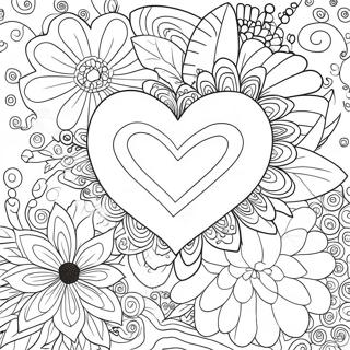 Hearts and Flowers Coloring Page | Hearts and Flowers coloring page
