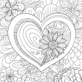 Colorful Hearts and Vibrant Flowers Coloring Page | Hearts and Flowers coloring page