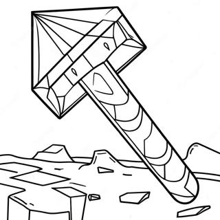 Diamond Minecraft Pickaxe Coloring Page | Minecraft Pickaxe coloring page