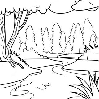 Beautiful Arkansas Nature Scene Coloring Page | Arkansas coloring page