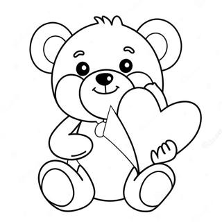 Cute Teddy Bear Holding a Heart Coloring Page | Cute Teddy Bear with Heart coloring page