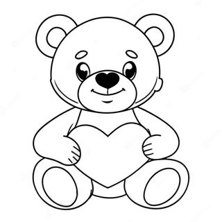 Adorable Teddy Bear Sitting with Heart Coloring Page | Cute Teddy Bear with Heart coloring page