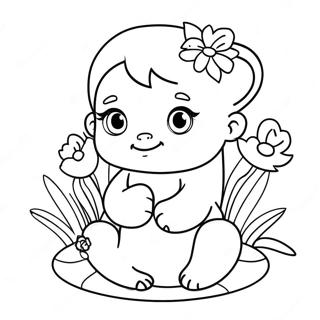 Cute Ragatha with Flowers Coloring Page | Ragatha coloring page