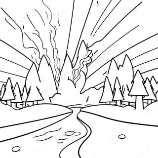 Vibrant Northern Lights Coloring Page | Northern Lights coloring page