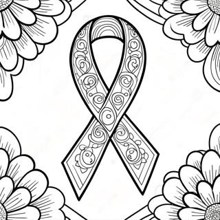 Cancerband Kontur Målarbild | Cancerband Kontur målarbild