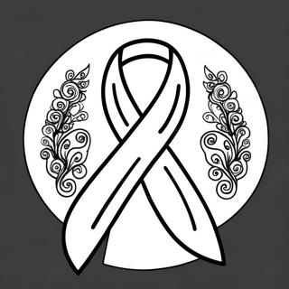 Färgglad Cancerband Kontur Målarbild | Cancerband Kontur målarbild