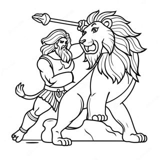 Powerful Samson Defeating Lion Coloring Page | Samson coloring page
