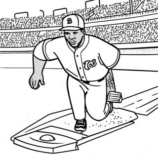 Jackie Robinson Sliding into Home Plate Coloring Page | Jackie Robinson coloring page