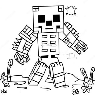 Creepy Minecraft Mutant Skeleton Coloring Page | Minecraft Mutant Skeleton coloring page