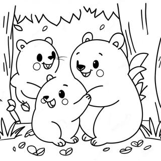 Playful Wombats in the Forest Coloring Page | Work It Out Wombats coloring page