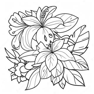 Tropical Flowers Coloring Page | Tropical Flowers coloring page