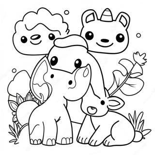 Colorful Felt Animals Coloring Page | Felt coloring page